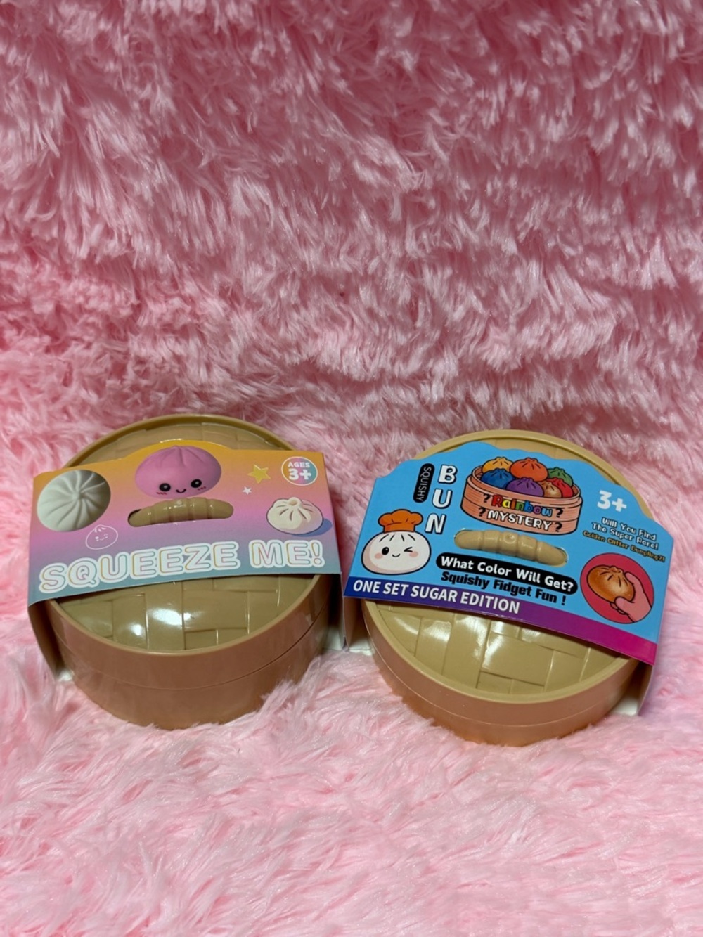 Squeeze Me! Squishy Dumpling Toy Duo - Pink & Tan 2 pcs